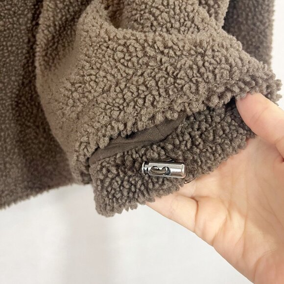 LNA Clothing Brown Sherpa Quarter Zip Sweater Sweatshirt Long Sleeve Size Large - Picture 3 of 7